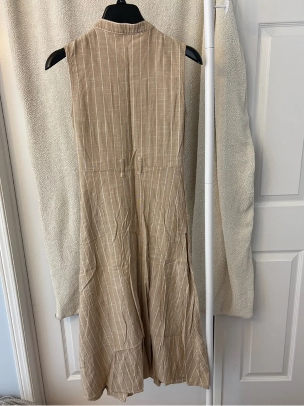 Lee Cooper Beige & White Button-Front Sleeveless Cotton Blend Dress Size Small - Picture 5 of 12